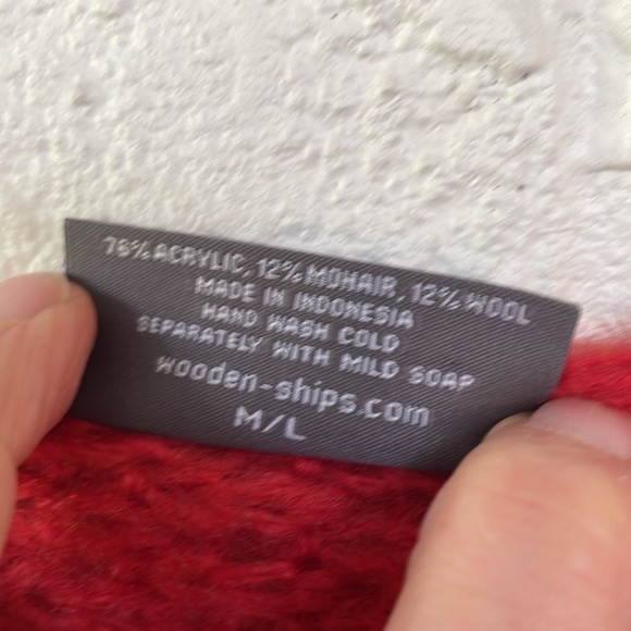 Wooden Ships Red Open Weave Dolman Batwing Sleeve Pullover - Picture 8 of 10